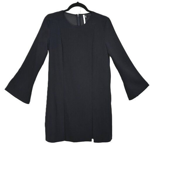 Topshop Black Double-Pleat Front Split-Cuff Mini Dress 6 - Picture 2 of 13